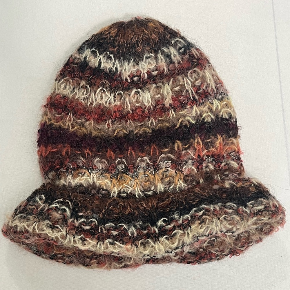 Italian Wool Blend Multicolor Knit Beanie Adult One Size Slouchy Boho - Picture 8 of 12